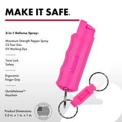 SABRE 3-in-1 defense spray finger grip enables precise aiming.