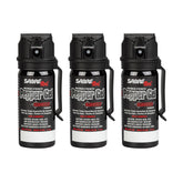 SABRE Crossfire pepper gel shown with belt clip for quick access.