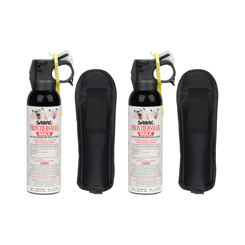 SABRE Frontiersman MAX bear spray with 40ft range for confident outdoor protection.