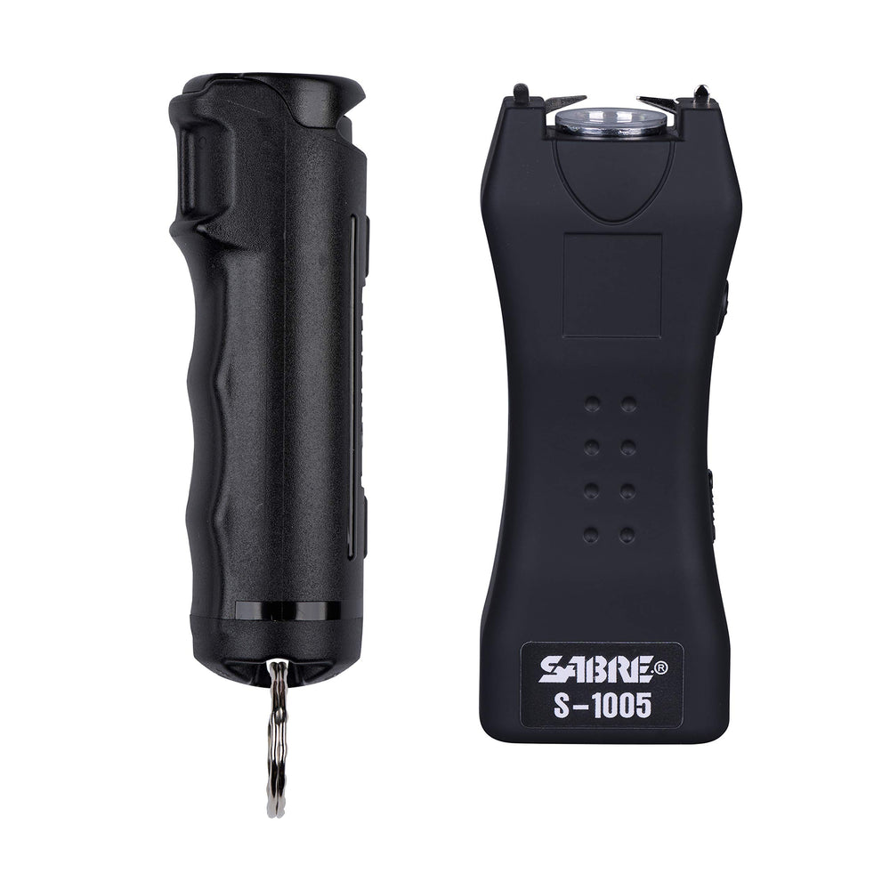 SABRE pepper spray with ergonomic finger grip for quick aim at night
