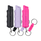 SABRE pepper spray with quick release keychain for fast access.