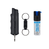 SABRE pepper spray with quick-release keychain for fast access during emergencies.