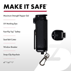 SABRE Safe Escape belt cutter shown for rapid seatbelt release.
