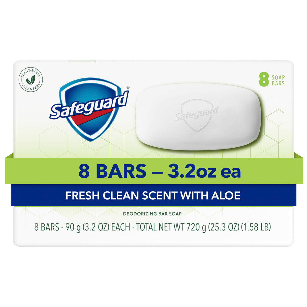 Safeguard micellar bath bar soap packaging for family daily cleansing.