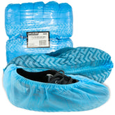 SAFEKO blue disposable boot covers overview with durable, non-slip protection