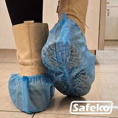 SAFEKO blue boot covers non-slip bottom detail highlighting traction on smooth floors