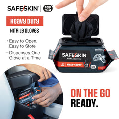 SAFESKIN nitrile gloves with textured fingertips for better grip during tasks