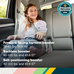 Safety 1st Boost-and-Go 3-in-1 booster side view, slim design fits three across.