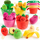 SAIMAND fruit and vegetable plush set showcases soft textures for early sensory play