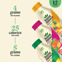 Saint James Pineapple & Mango bottle, tropical flavor with low-calorie option.