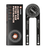 Saker Miter Saw Protractor shows inside and outside angles for precise trim work.