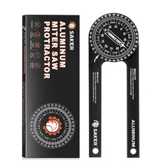 Saker Miter Saw Protractor shows inside and outside angles for precise trim work.