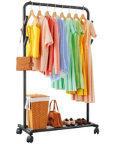 Sakugi clothes rack top rod with anti-slip beads keeps garments in place.