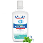 Salivea Dry Mouth Mouthwash bottle illustrates mint rinse for daily dryness care.