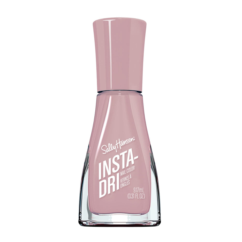 Sally Hansen Insta-Dri Hurry Plum bottle shown in deep plum pink for quick, glossy nails.