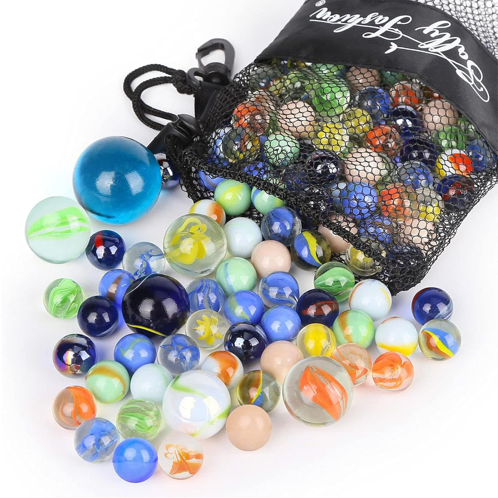 SallyFashion 66pcs glass marbles 1-4 inch size for versatile play and decor.