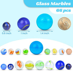 SallyFashion 66pcs glass marbles 1 inch size ideal for classic rolling games.