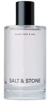 Salt & Stone Black Rose & Oud bottle front showing refined fragrance appeal