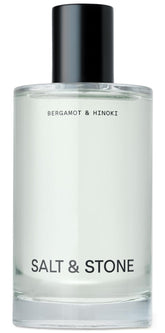 Salt & Stone bergamot hinoki body mist bottle with refreshing citrus scent.