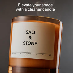 Salt & Stone coconut-soy wax candle closeup highlights clean burn.