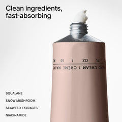 Salt & Stone hand cream application closeup—quick-absorption moisturizes without greasiness.