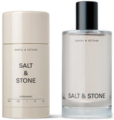Salt & Stone Signature Scent Duo deodorant bottle showing long lasting protection and refined aroma