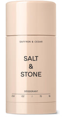 Salt & Stone aluminum-free deodorant bottle with smooth, clear glide and long-lasting protection.