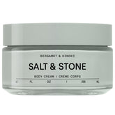 Salt & Stone Body Cream bottle with Bergamot & Hinoki scent for deep hydration.