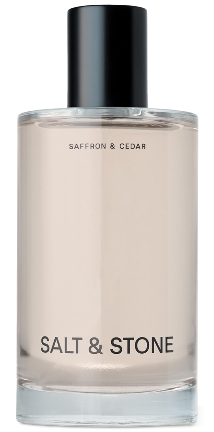 Salt & Stone Body Mist bottle highlights saffron and cedar for hydration