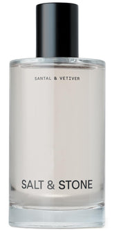 Salt & Stone Body Mist bottle reveals Santal & Vetiver aroma for skin, hair, and clothes
