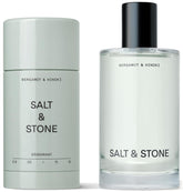 Salt and Stone Signature Scent Duo deodorant bottle with bergamot-hinoki fragrance for lasting freshness.