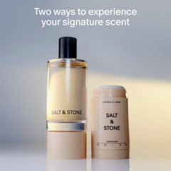 Salt & Stone body mist bottle enhances signature scent with nourishing hydration.