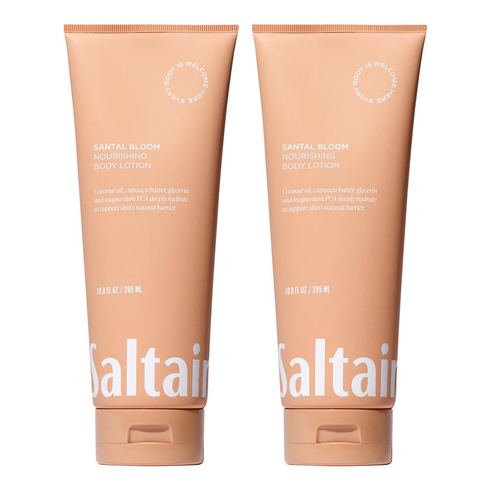 Saltair Santal Bloom packaging showcases a 2-pack for convenient daily moisture.