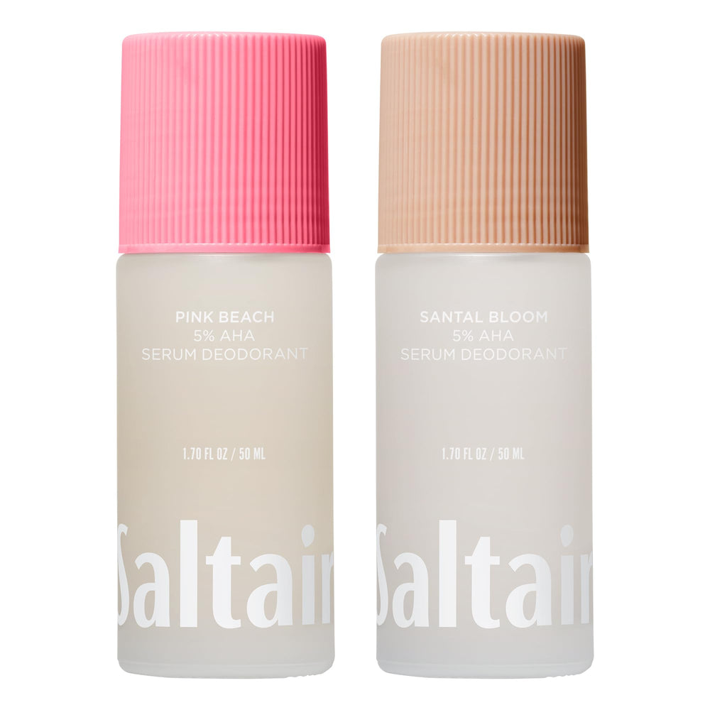 Saltair Serum Deodorant Signature Pinks bottle showcases long-lasting odor protection.