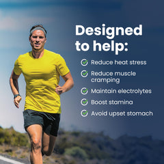 SaltStick electrolyte capsules pouring a pill for on-the-go hydration during activity.