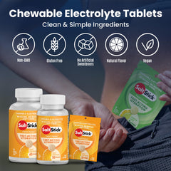 SaltStick FastChews in use during workout for quick electrolyte intake.