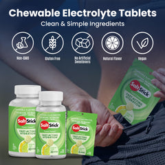 SaltStick lemon-lime flavor chews in pack for tasty hydration.