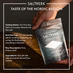 Saltverk hand-harvested sea salt crystals, great for seasoning and brining.