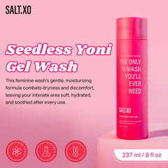 saltxo Seedless Yoni Wash ingredients cucumber aloe visible