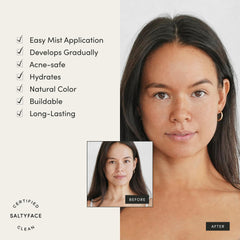 SALTYFACE tanning water applied to hairline and ears evenly.