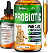 SalutemPet probiotics cat liquid bottle for daily digestive support.