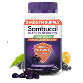 Sambucol Black Elderberry Zero Sugar Gummies bottle supports immune function.
