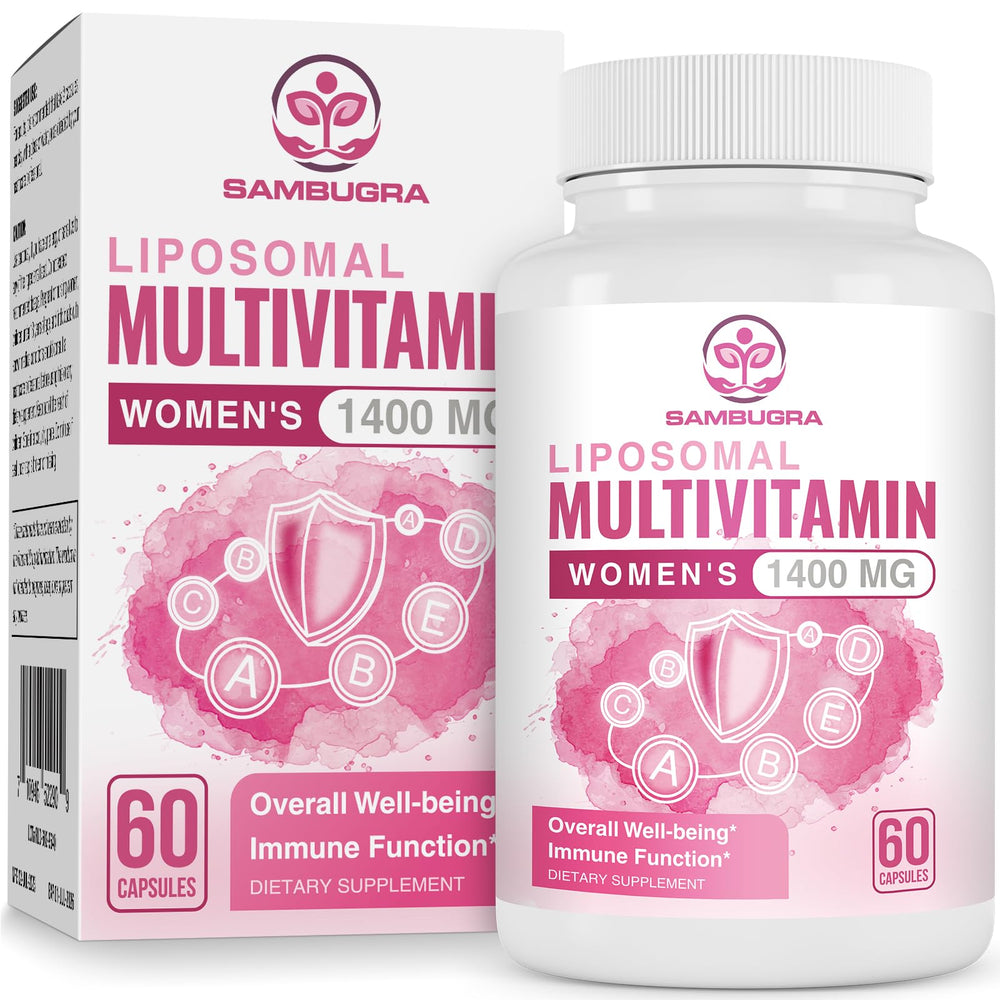 Sambugra liposomal multivitamin bottle for women highlighting daily nutrition