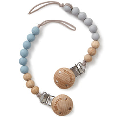 SAMiGO pacifier clip blue gray with secure clasp for easy reach