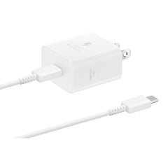 Samsung 25W wall charger compact design for on-the-go charging.
