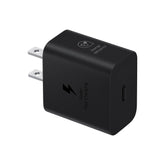 Samsung 25W wall charger compact design ideal for travel and desk use.