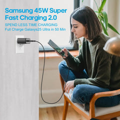 Wall outlet plug with USB-C port demonstrates universal compatibility.