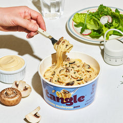 Samyang Tangle air-dried linguine texture, firm and bouncy for saucy bites.
