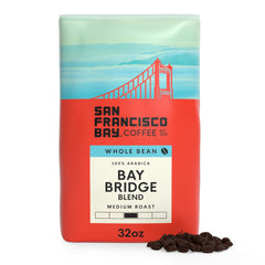 San Francisco Bay Bay Bridge Blend packshot reveals premium whole bean aroma and balance.