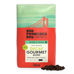 San Francisco Bay decaf gourmet blend 2lb bag with smooth flavor for daily enjoyment.